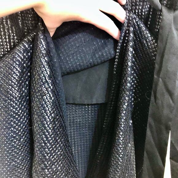 Something Navy Sequin A-line Tie Front Midi Skirt Size Small - Picture 6 of 7